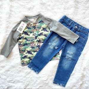 Boy Boutique Camo Denim Outfit Set